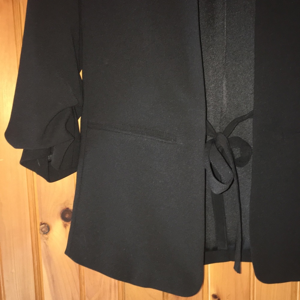 Stunning Black Blazer With Ribbon Tie Front